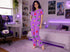 Women’s Loungewear Set - Purple with Turtles, Red Squares,Yellow Triangles - Zoey Pajamas Costume