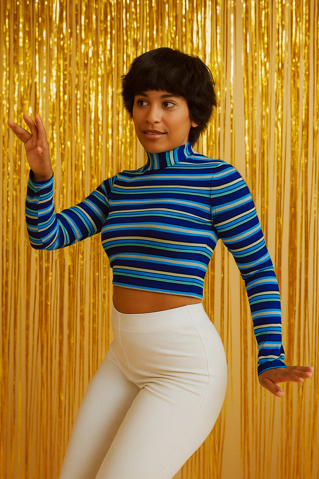 Tight Pants Women's Turtleneck T-shirt With Long Sleeves Costume Fallon Ferrell Lopez
