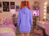 Women's Polar Bear Long Hoodie Sweatshirt Dress Blue Purple