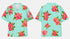 Men's Turquoise Blue / Green Hawaiian Shirt With Pink Flower Orchids Button Closure Abby Costume