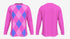 Pink and Blue Argyle Long Sleeve Shirt, Bright Colorblock Kawaii JPOP KPOP Fashion Baby Costume