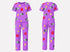 Women’s Loungewear Set - Purple with Turtles, Red Squares,Yellow Triangles - Zoey Pajamas Costume