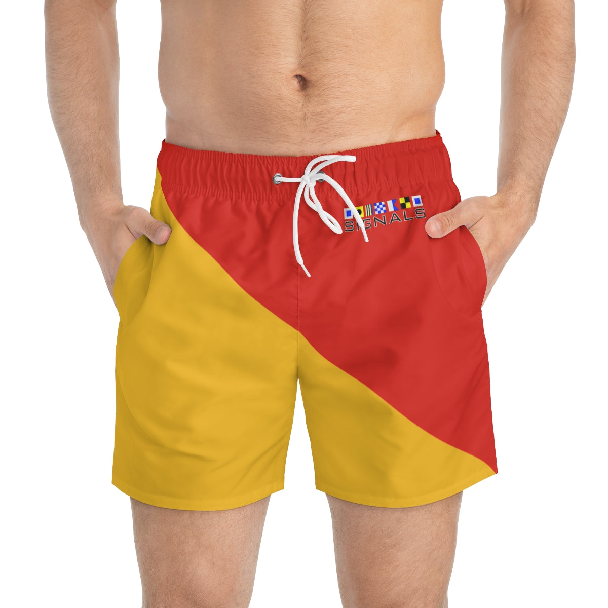 Signals Nautical Themed Swim Trunks - Man Overboard