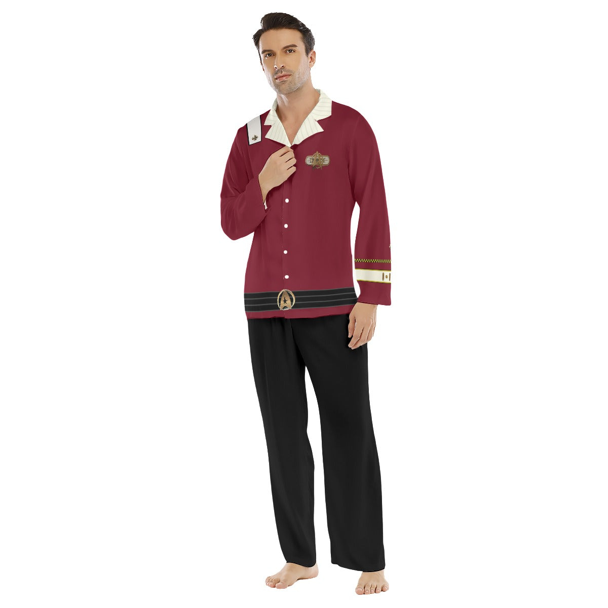 TWOK Admiral Uniform Men's Lapel Pajama Set Costume