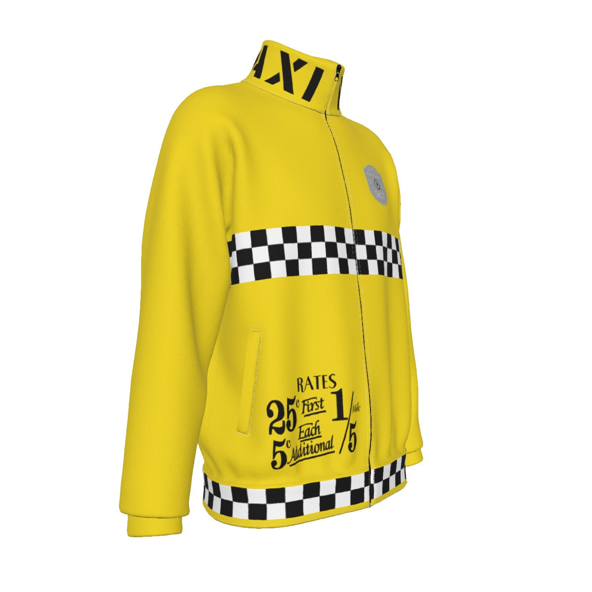 NYC Taxi Checker Cab Yellow Retro Stand Collar Jacket