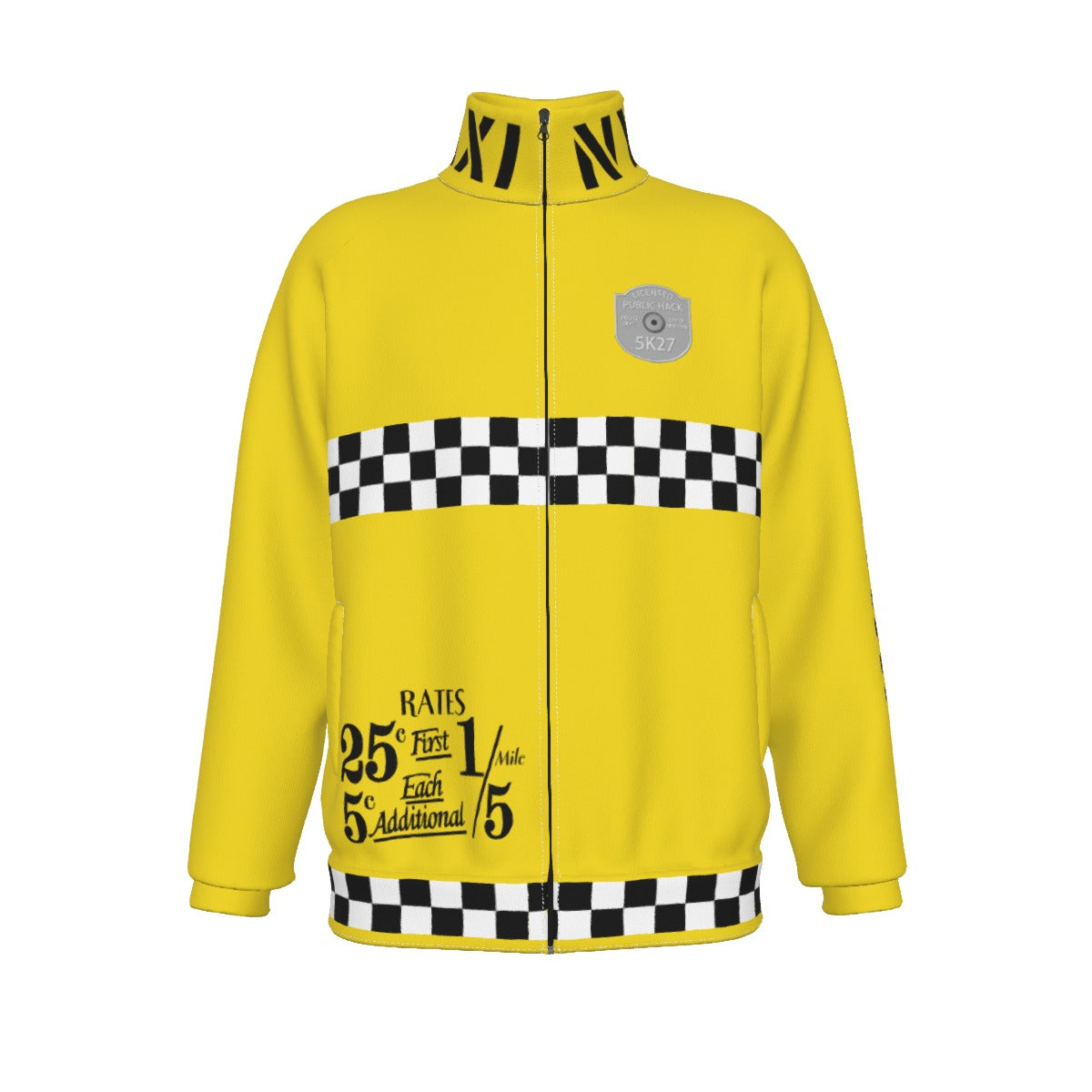NYC Taxi Checker Cab Yellow Retro Stand Collar Jacket