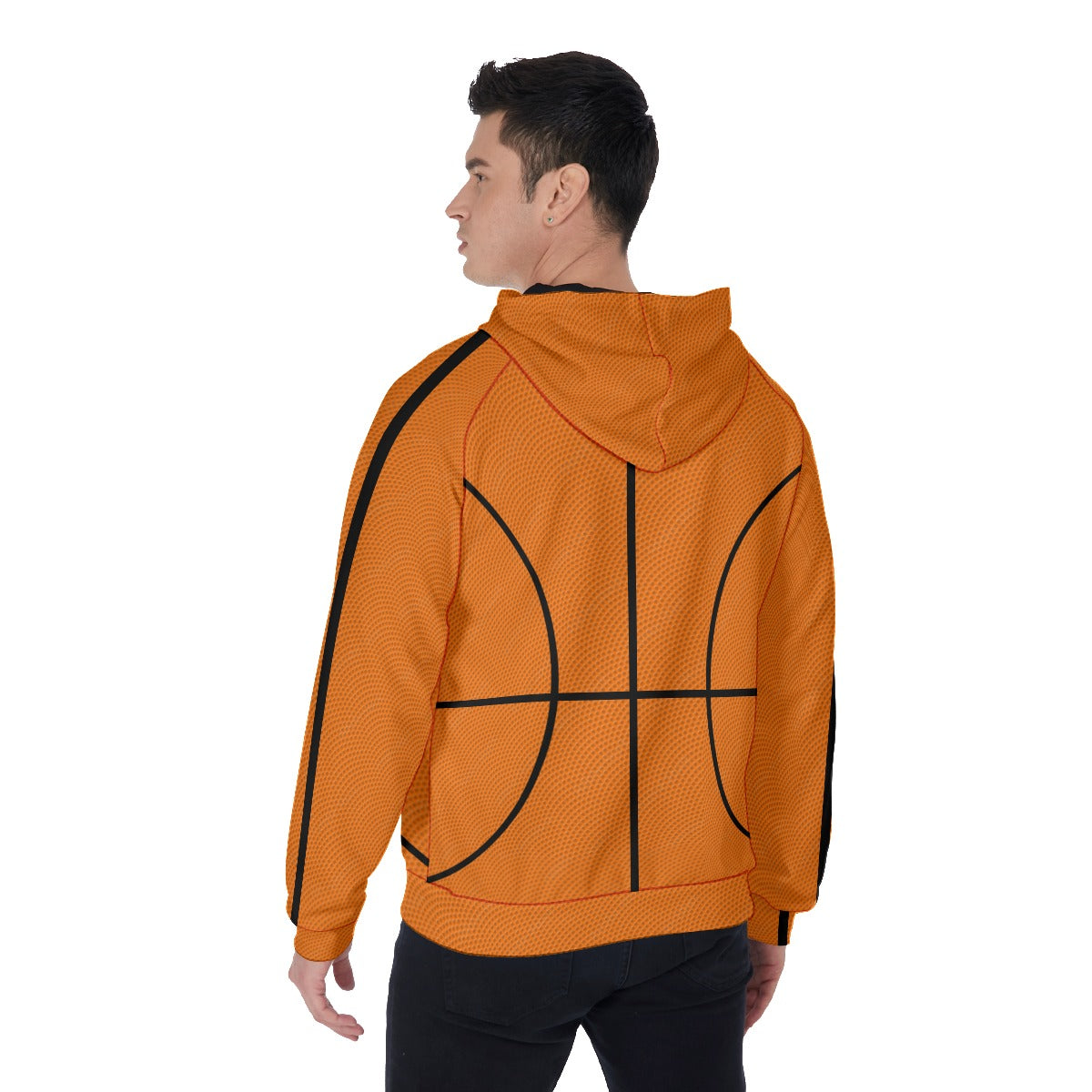 Basketball Print Raglan Zipper Hoodie