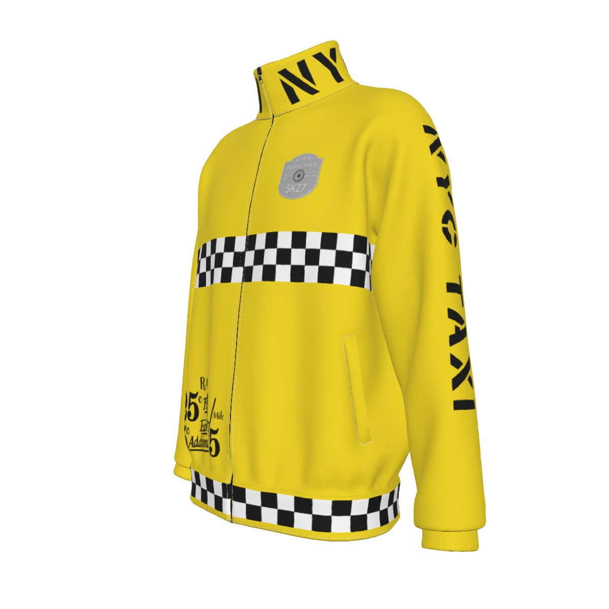 NYC Taxi Checker Cab Yellow Retro Stand Collar Jacket