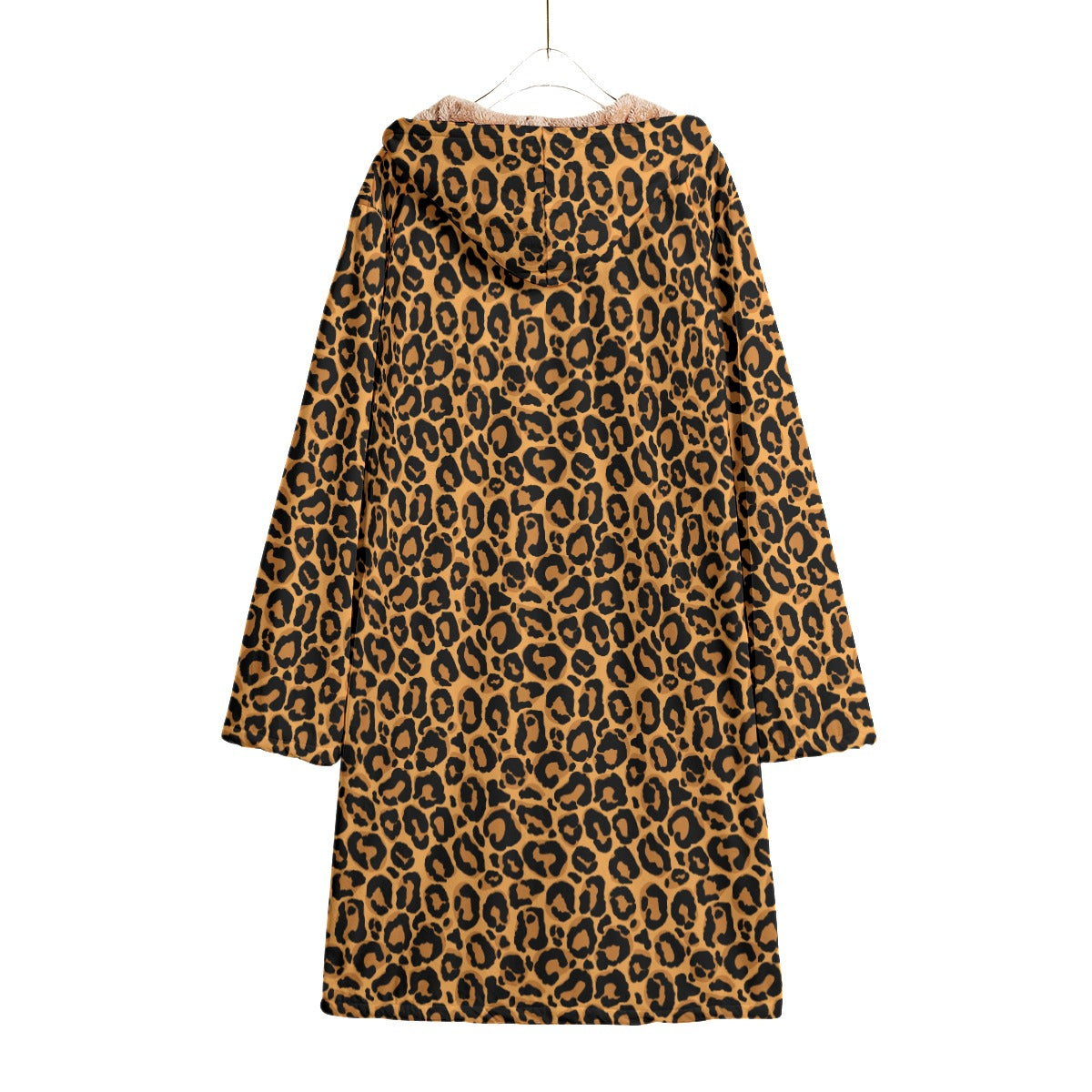 Leopard Print Fleece Lined Horn Button Coat