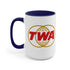 TWA Trans World Airlines Mug with Color Inside 15oz