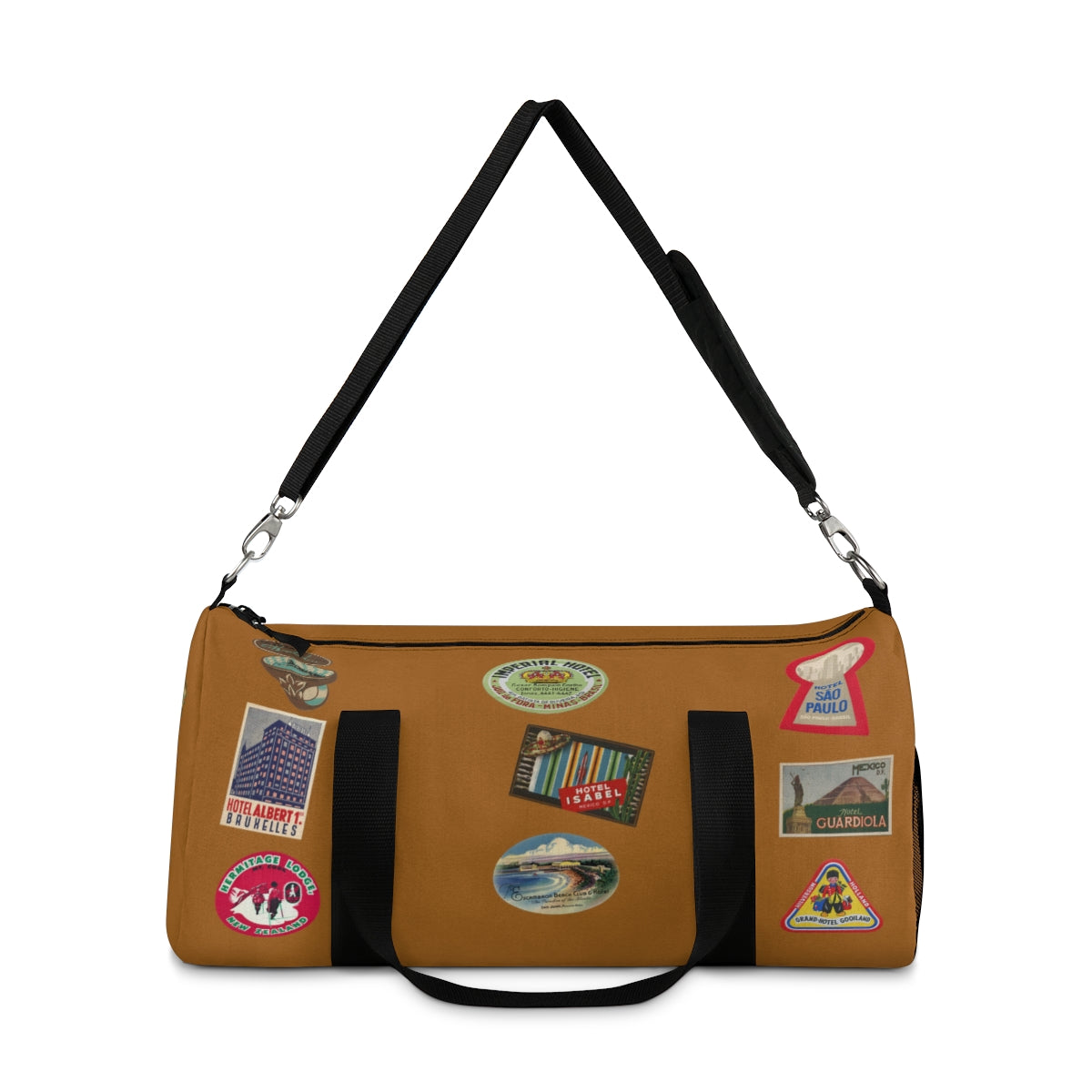 Vintage Style Hotel Travel Sticker Duffel Bag