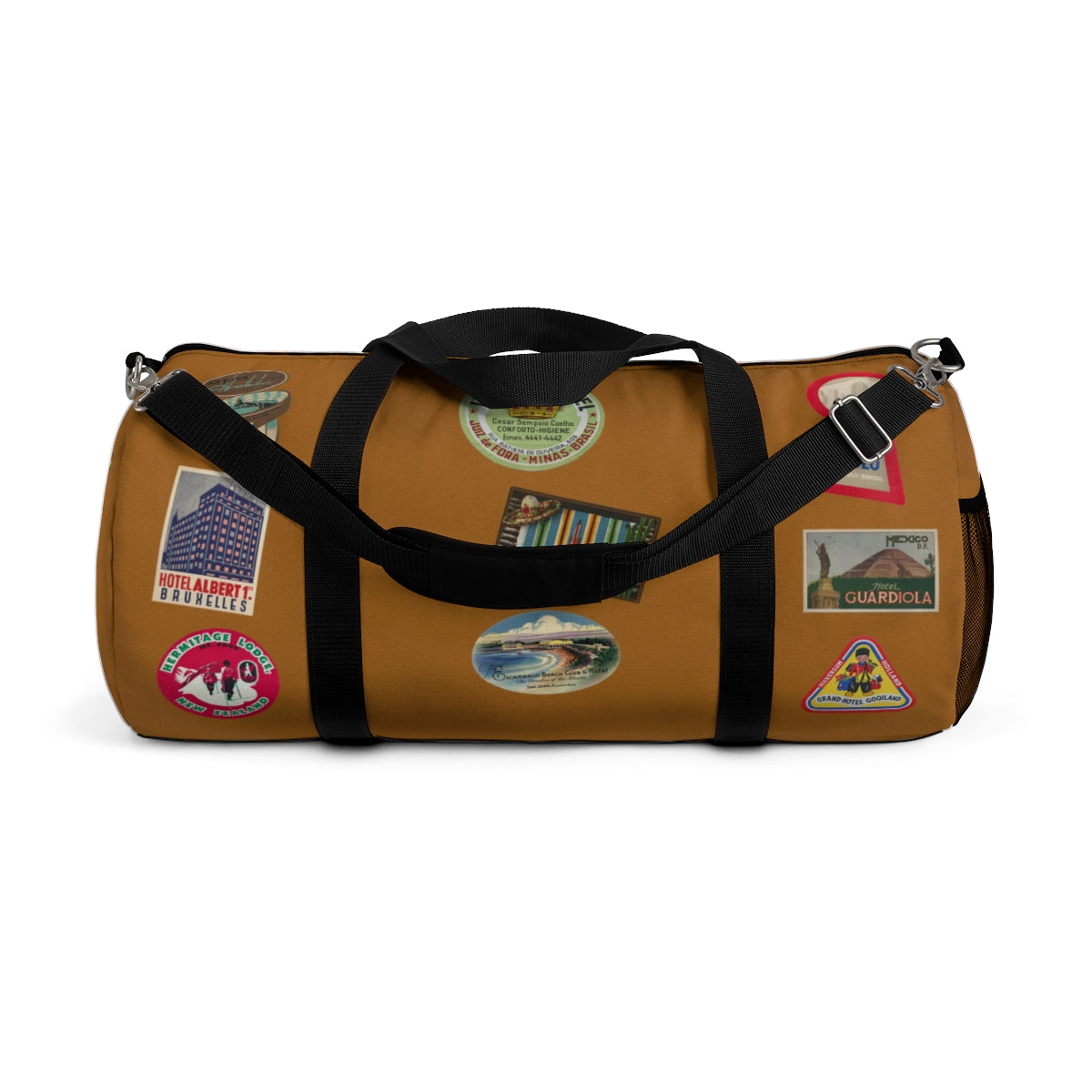 Vintage Style Hotel Travel Sticker Duffel Bag