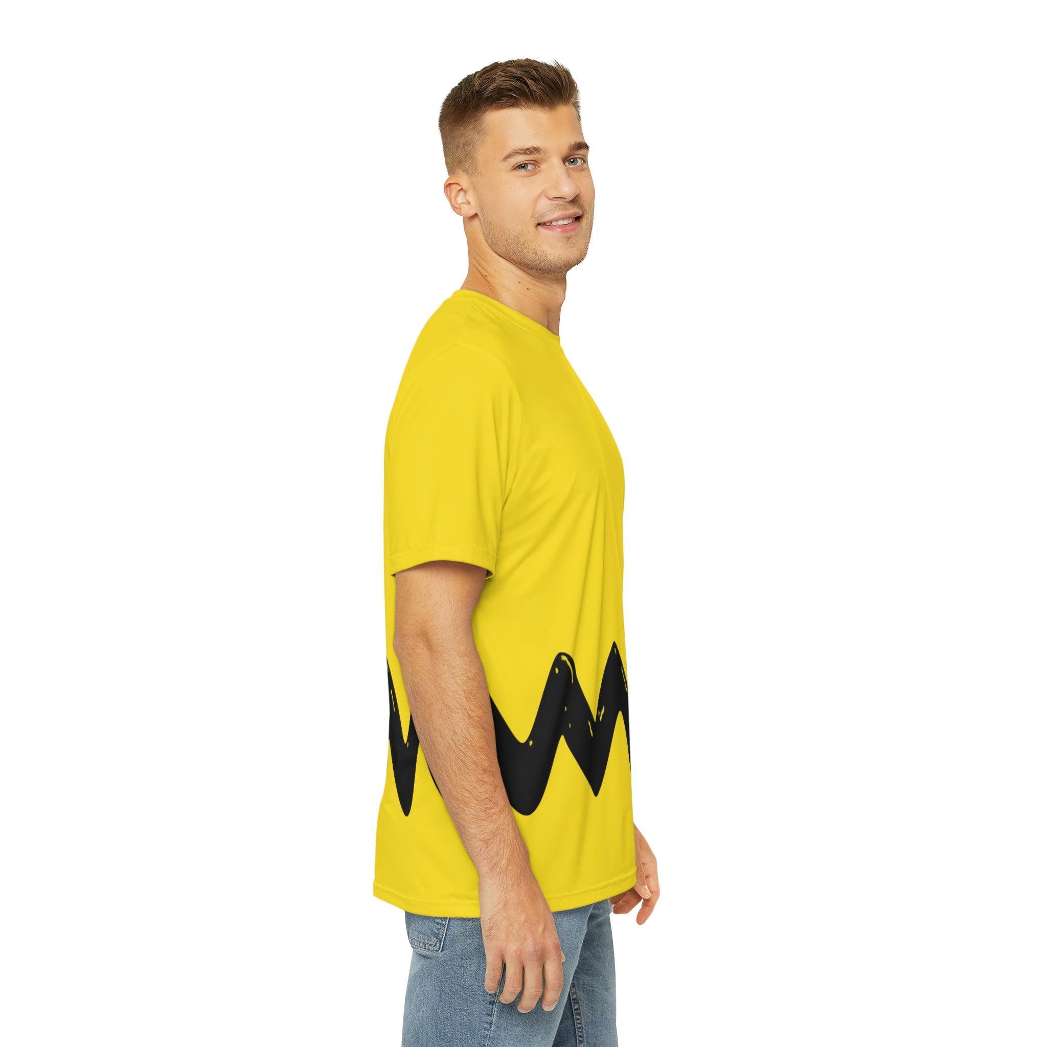 Zig Zag Cartoon Blockhead Costume Yellow Short Sleeve Shirt Charlie