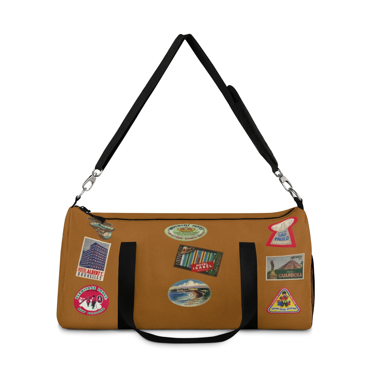 Vintage Style Hotel Travel Sticker Duffel Bag