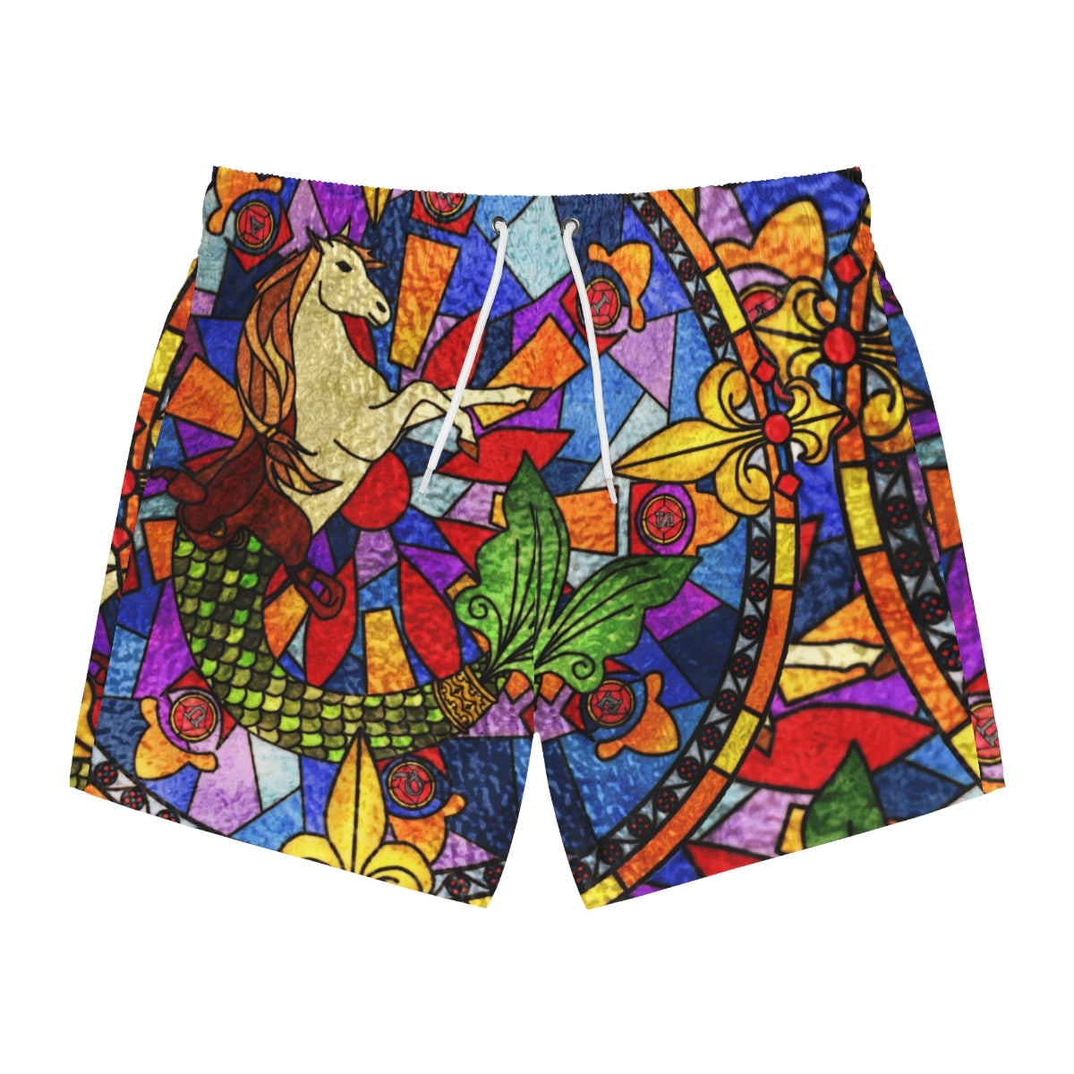 Stained Glass Sea Horse Swim Trunks