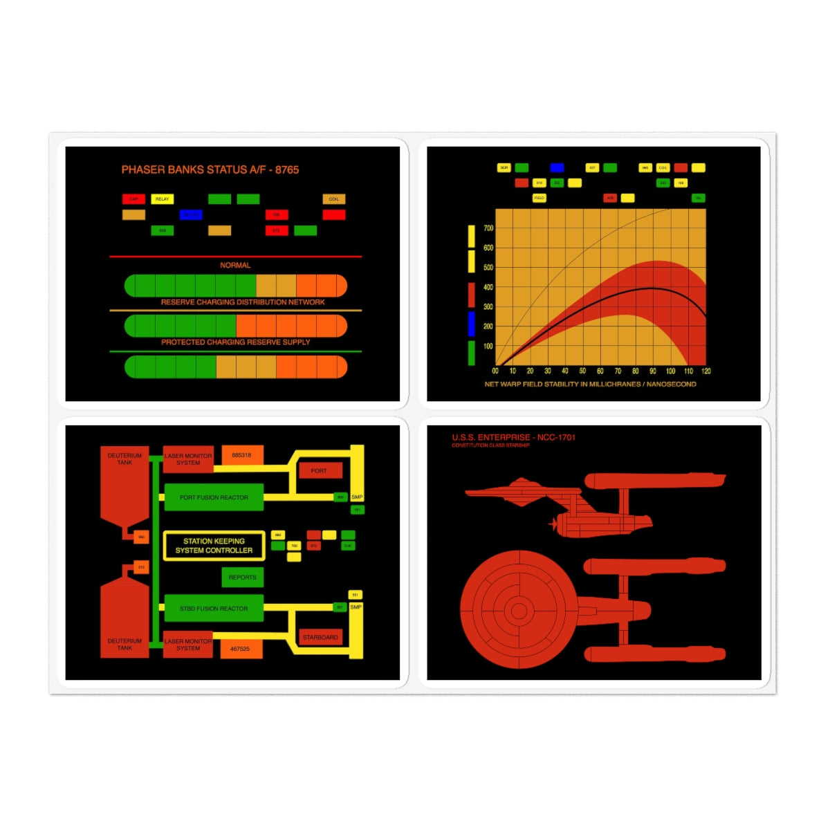 TOS LCARS Engineering Displays Sticker Sheet Prop – Judy's Emporium