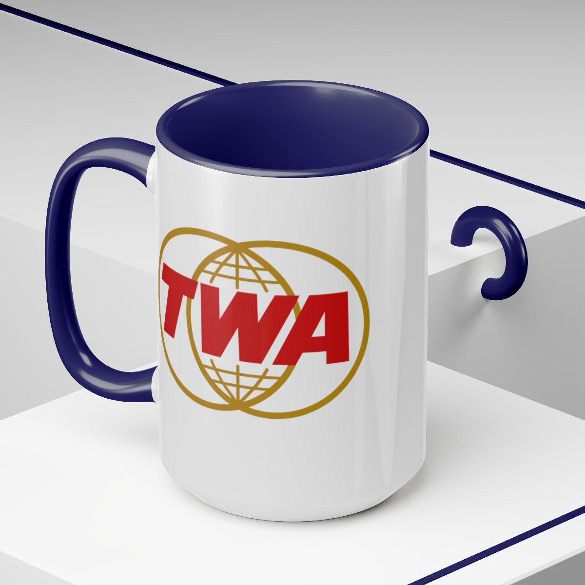 TWA Trans World Airlines Mug with Color Inside 15oz