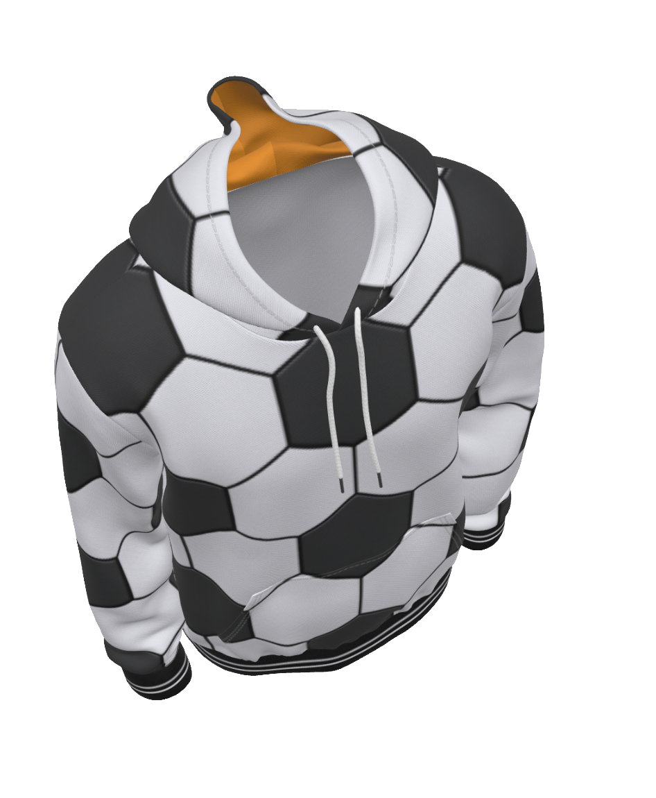 Soccer Ball Print Pullover Hoodie with Orange Inner Hood