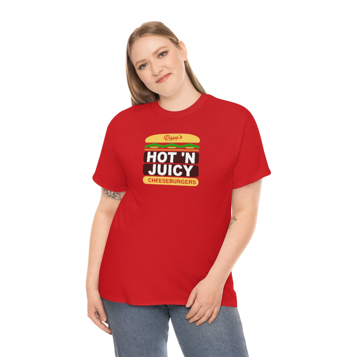 Dave's Hot N Juicy Quality Cotton Tee Wendys Crew Uniform Shirt