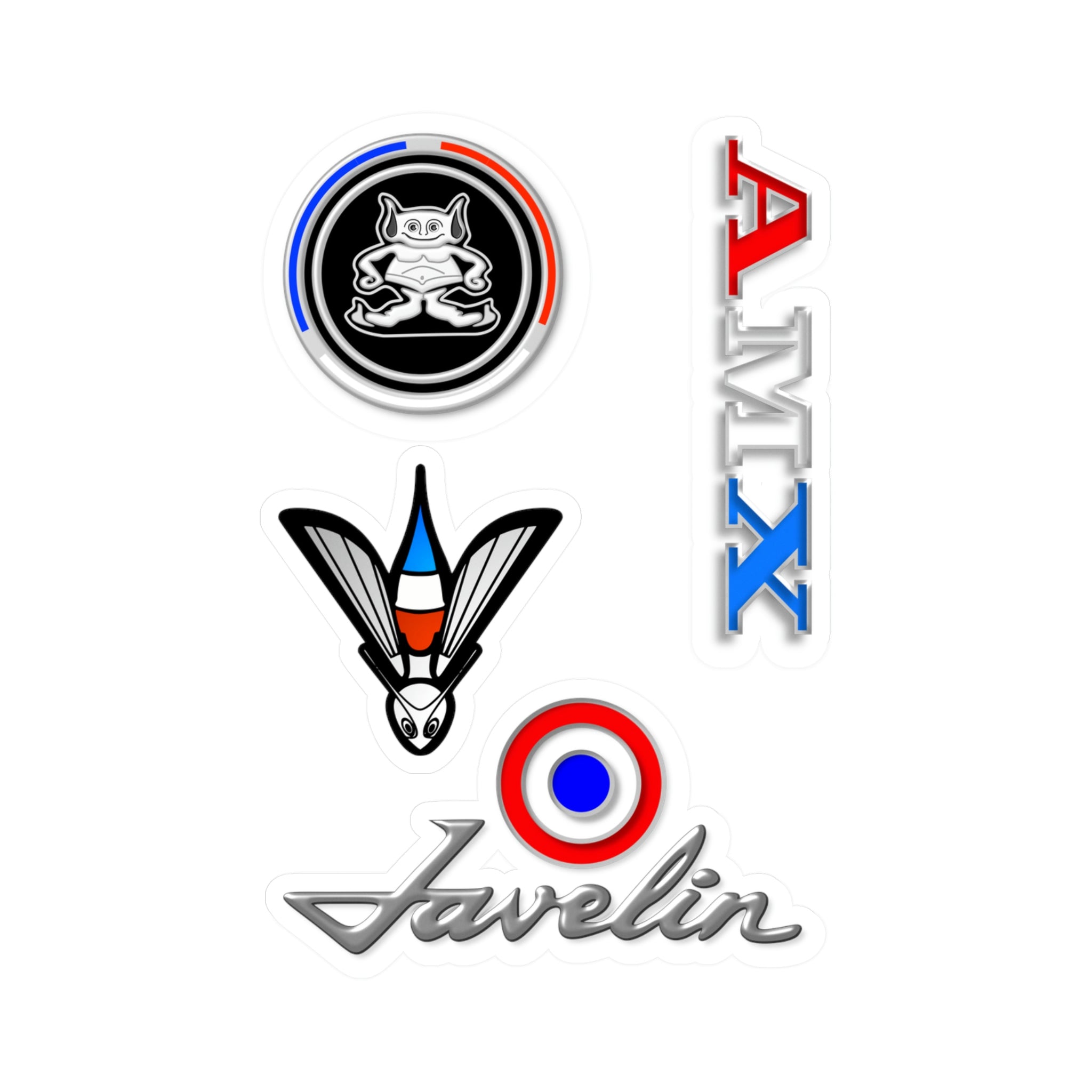 AMC Gremlin AMX Javelin Hornet Logo Vinyl Sticker Assortment Badge Emblem Script