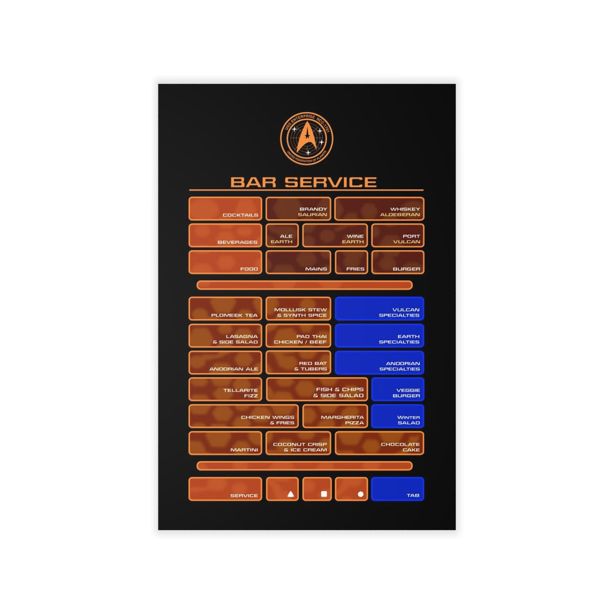 SNW Bar Service Replicator LCARS Wall Sticker Prop – Judy's Emporium