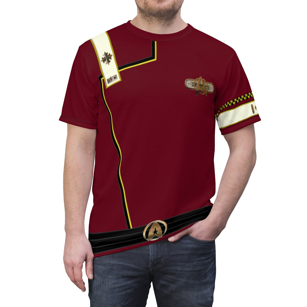 TWOK Admiral Kirk Uniform Style T-Shirt Monster Maroon