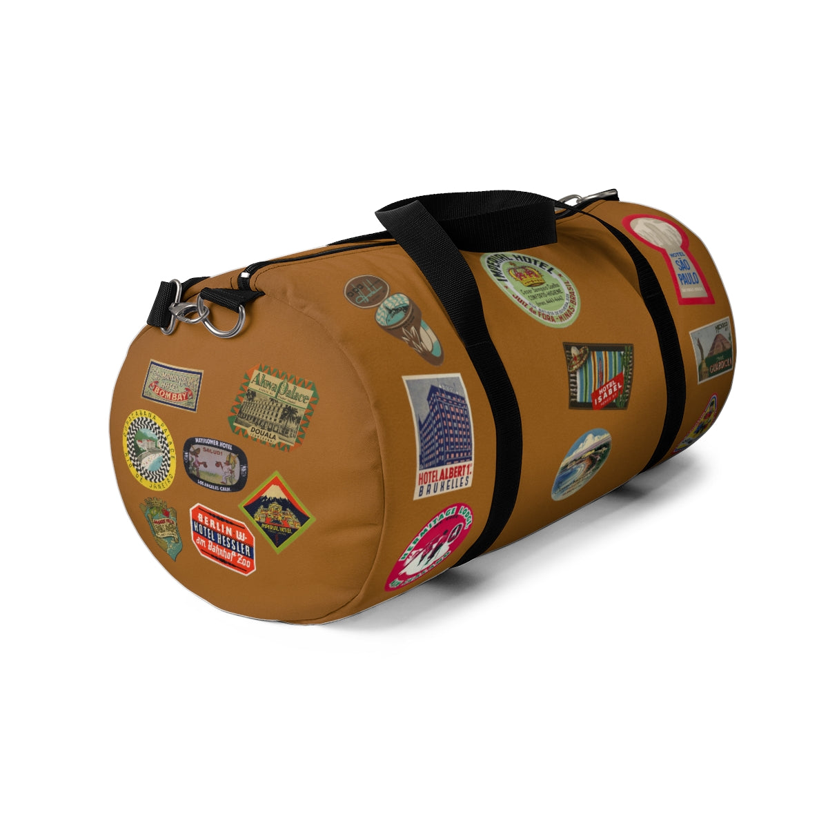 Vintage Style Hotel Travel Sticker Duffel Bag