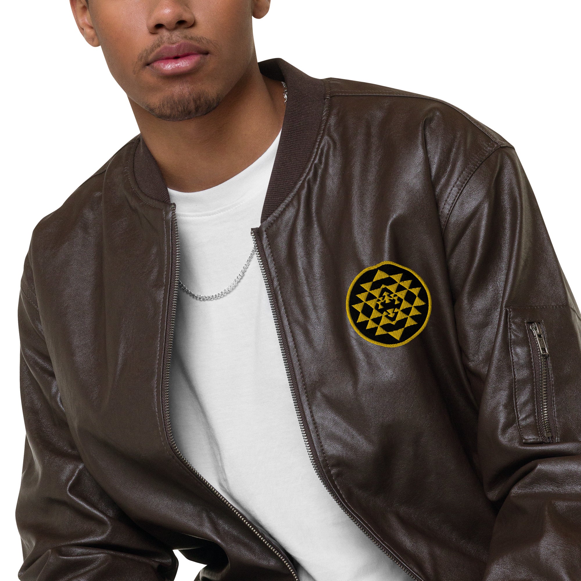 BSG Faux Leather Bomber Jacket