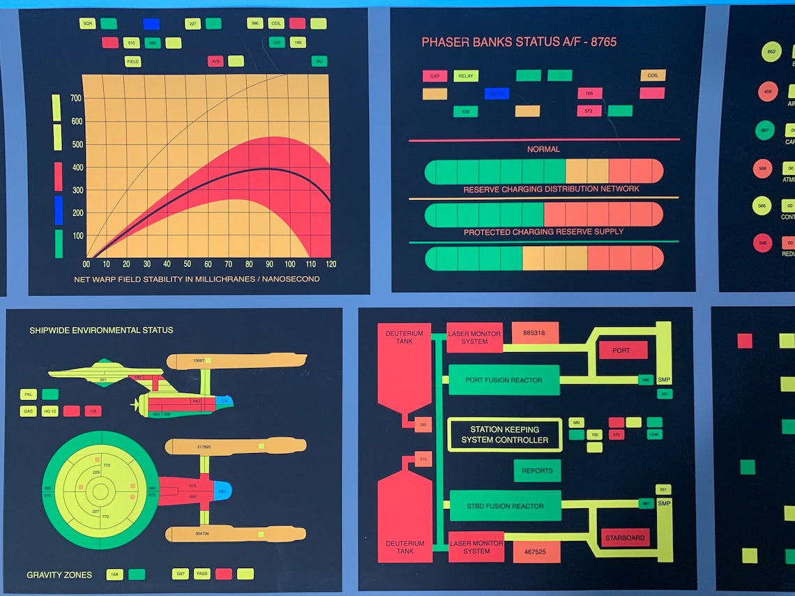 TOS Bridge Display Graphics LCARS Wall Decals