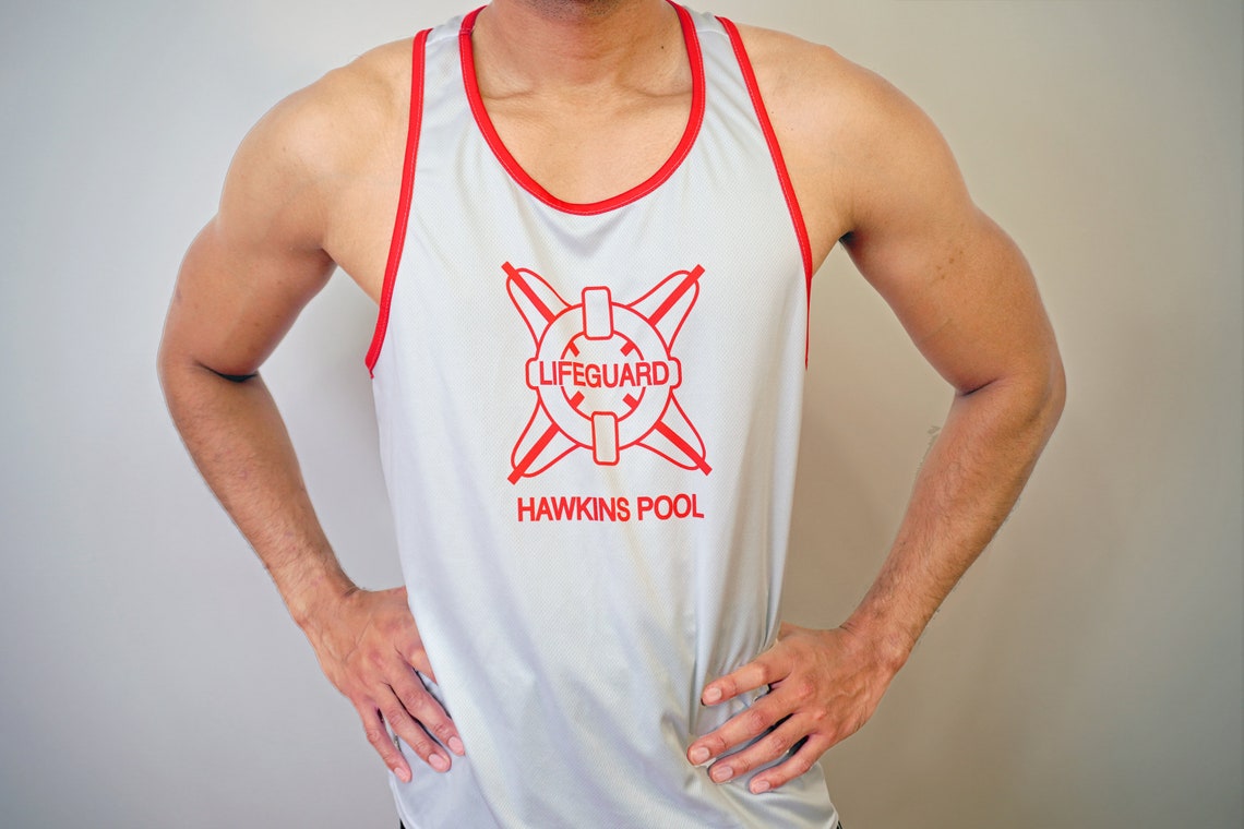 Lifeguard Hawkins Pool Muscle Tank Top Uniform Costume