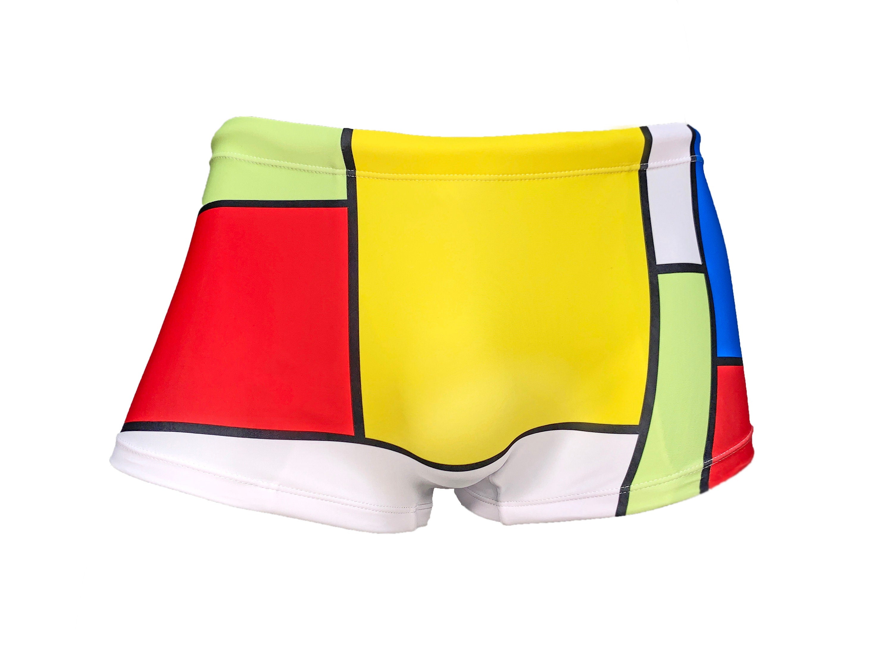 Mens ModRian Square Cut Retro Swimsuit