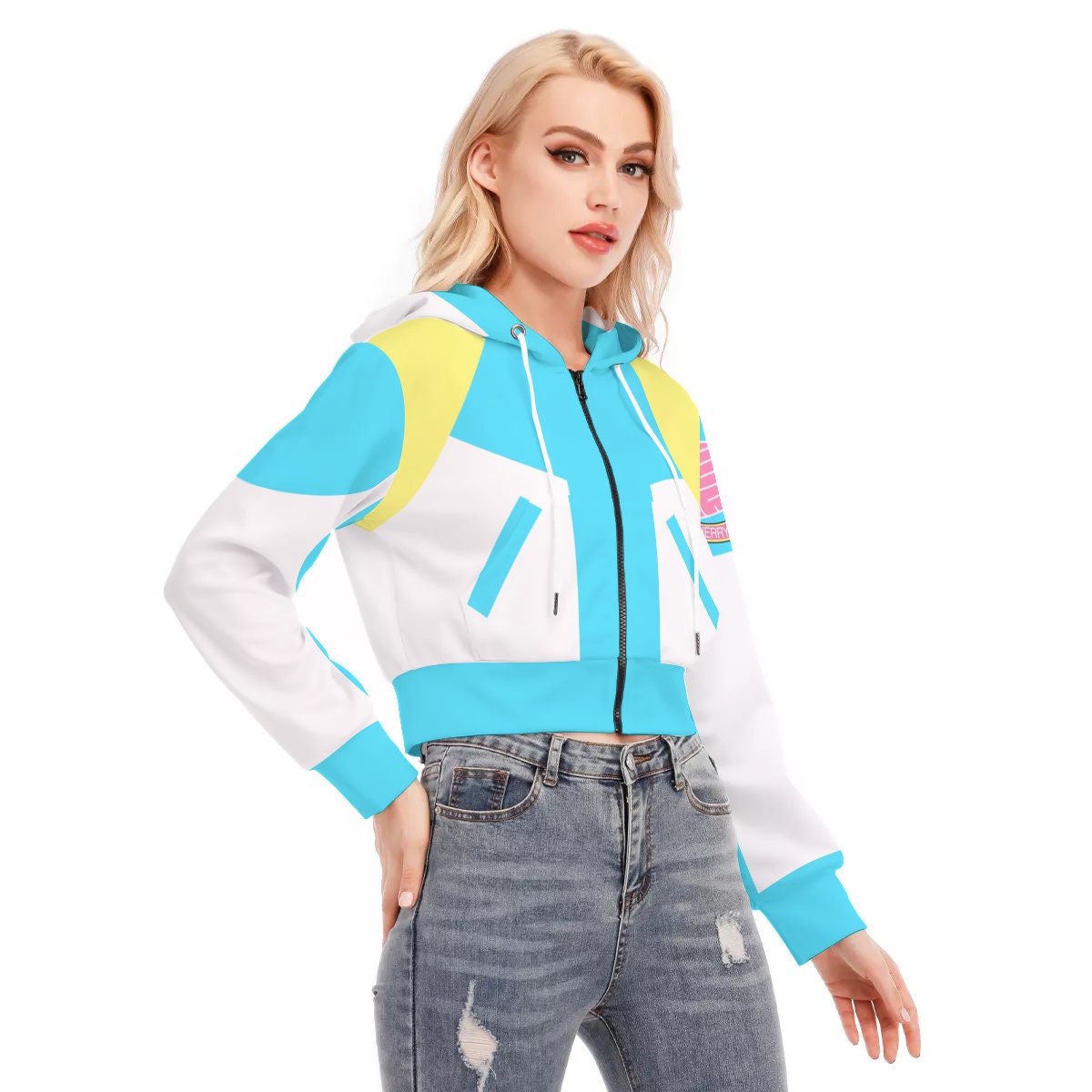 Crop Top Hoodie With Zipper Closure - AOBA