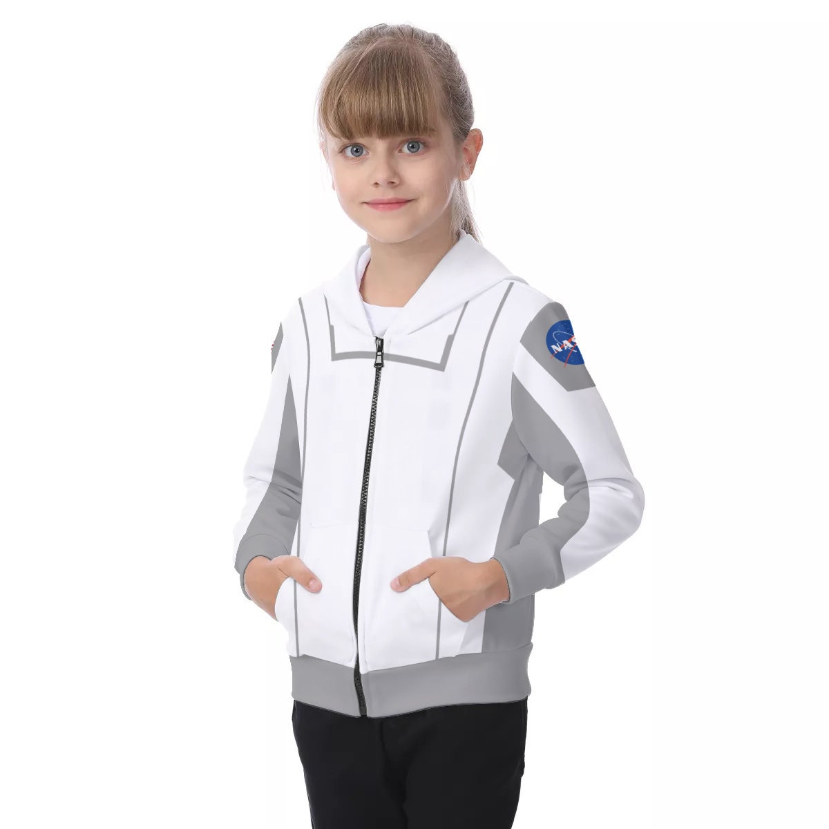 Space X Style Space Suit Kid's Zip-up Hoodie Uniform