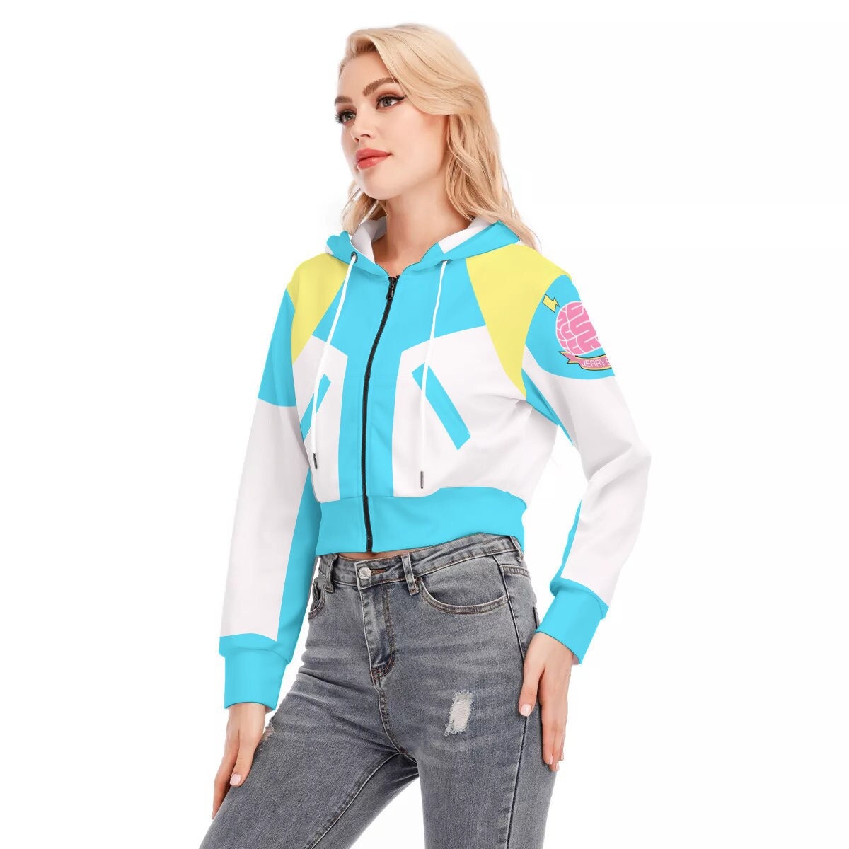 Crop Top Hoodie With Zipper Closure - AOBA