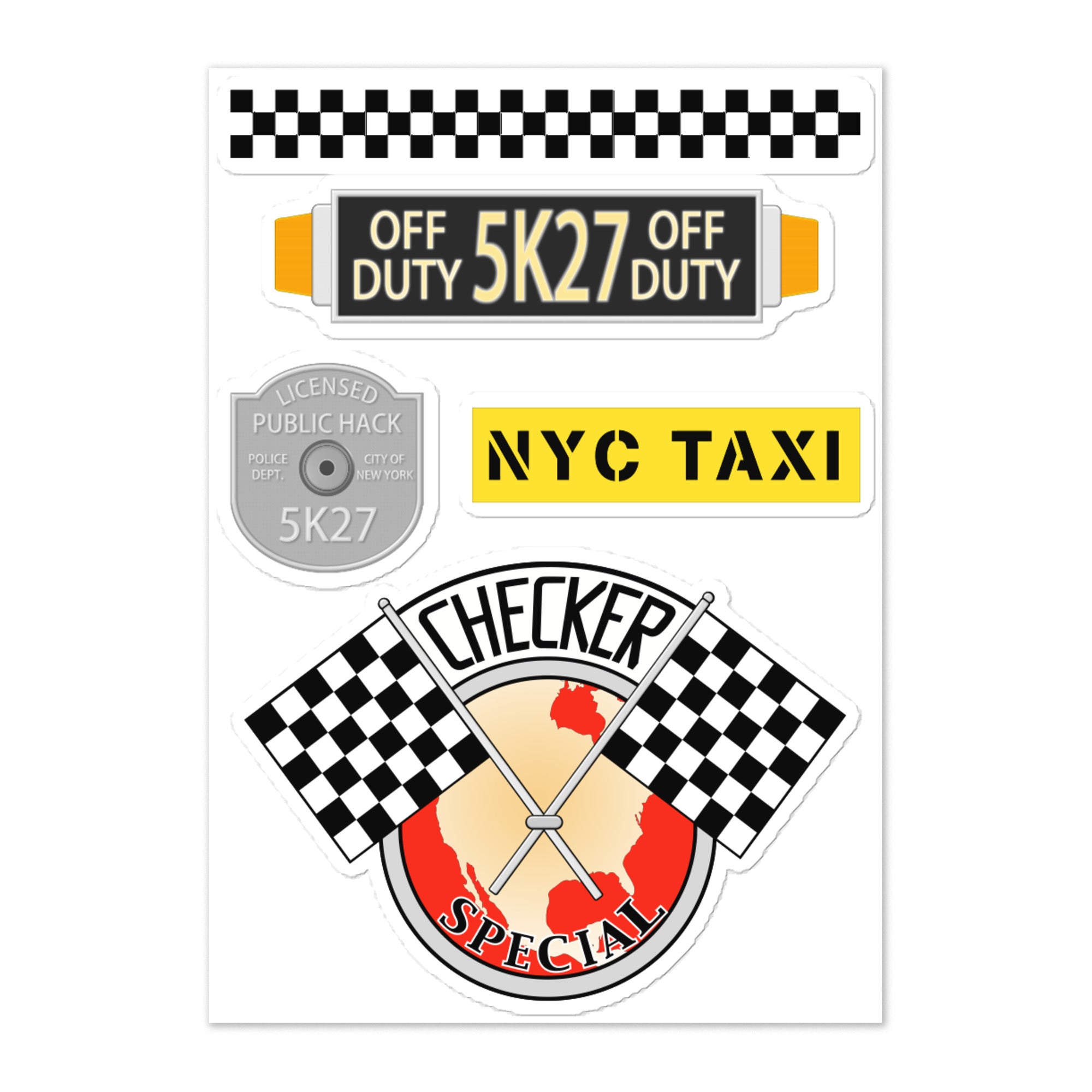 New York City Taxi Stickers Checker Cab